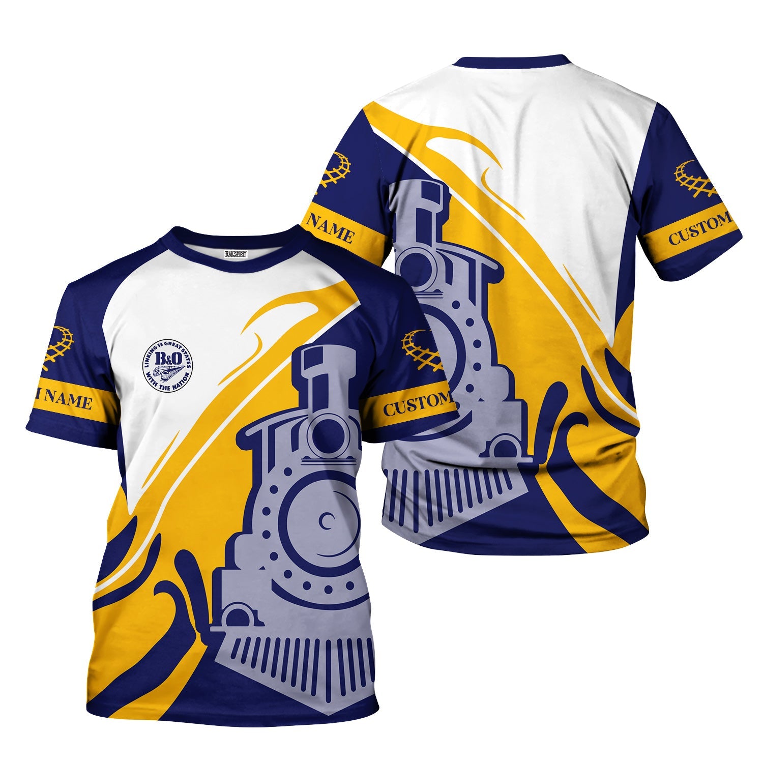 Railspirit Personalized B&O Great States Railroad T-Shirt Flame-Inspired Style Shirt Gift Idea For Train Lovers