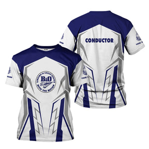 Railspirit Personalized B&O Great States Railroad T-Shirt Futuristic Design with Custom Job Train Shirt