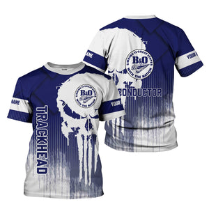 Railspirit Personalized B&O Great States Railroad T-Shirt Skull Design with Custom Job Train Shirt for Trackhead Crew