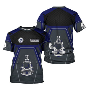 Railspirit Personalized B&O Great States Railroad T-Shirt Steam Locomotive Engine Graphic Train Shirt All Over Print