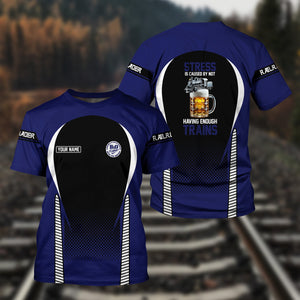 Railspirit Personalized B&O Great States Railroad T Shirt Stress Is Caused By Not Having Enough Trains Shirt All Over Print