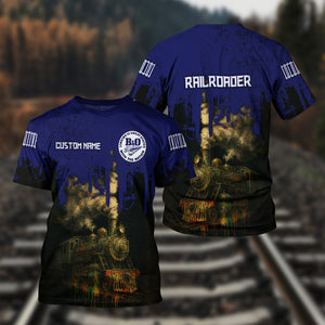 Railspirit Personalized B&O Great States Railroad T-Shirt Vintage Train Art Style Shirt For Locomotive Fans
