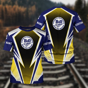 Railspirit Personalized B&O Great States Railroad T-Shirt Lightning Graphic Style Shirt Gift Idea For Train Lover