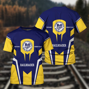 Railspirit Personalized B&O Great States Railroad T-Shirt Custom Year Railroader Shirt Gift Idea For Train Lover
