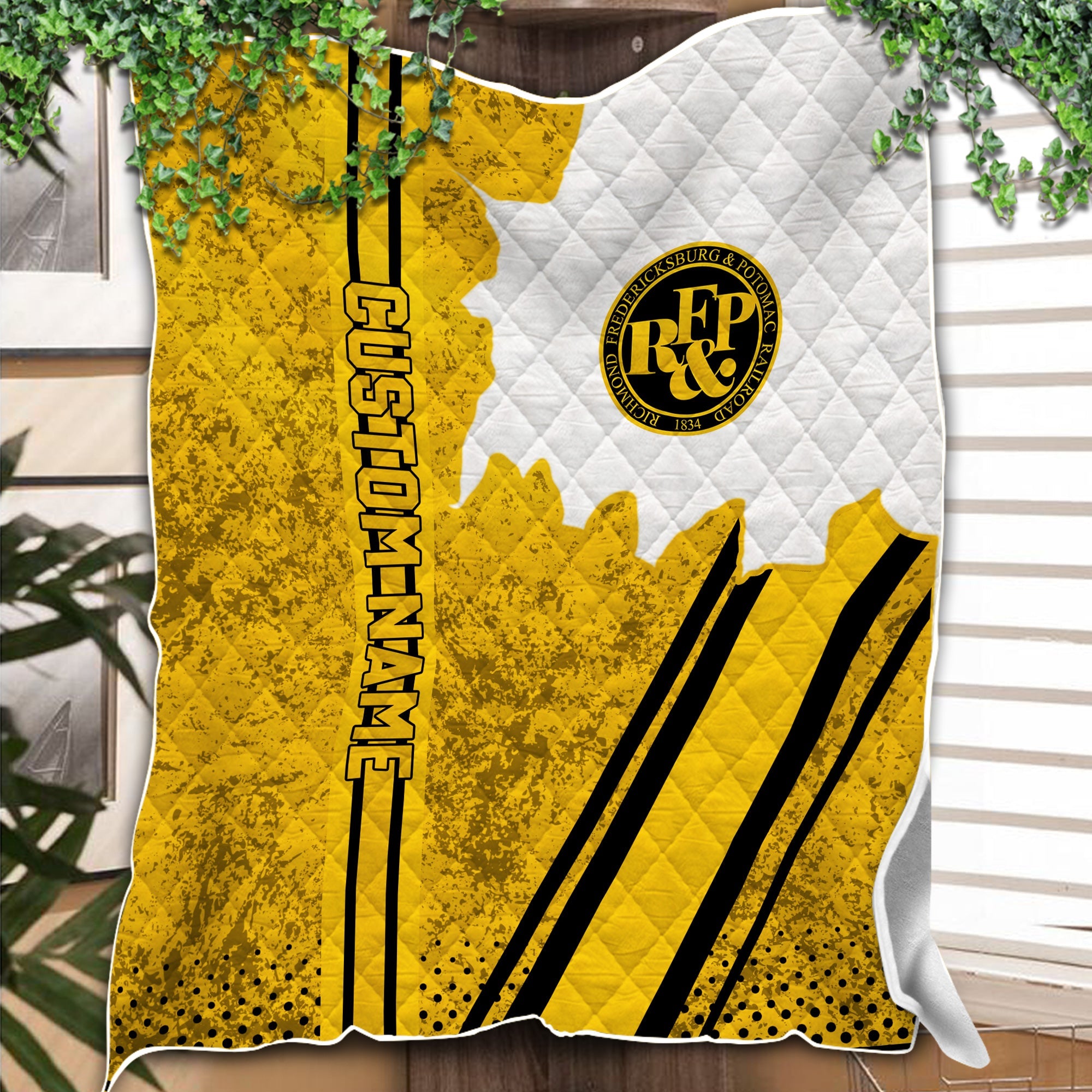 Railspirit Personalized Richmond, Fredericksburg And Potomac Railroad Premium Quilts Vintage All Over Printed Premium Quilts