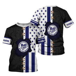 Railspirit Personalized B&O Great States Railroad T-Shirt American Flag with Crack Effect Train Shirt