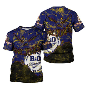 Railspirit Personalized B&O Great States Railroad T-Shirt Torn Graphic Style Train Shirt For Rail Junkie