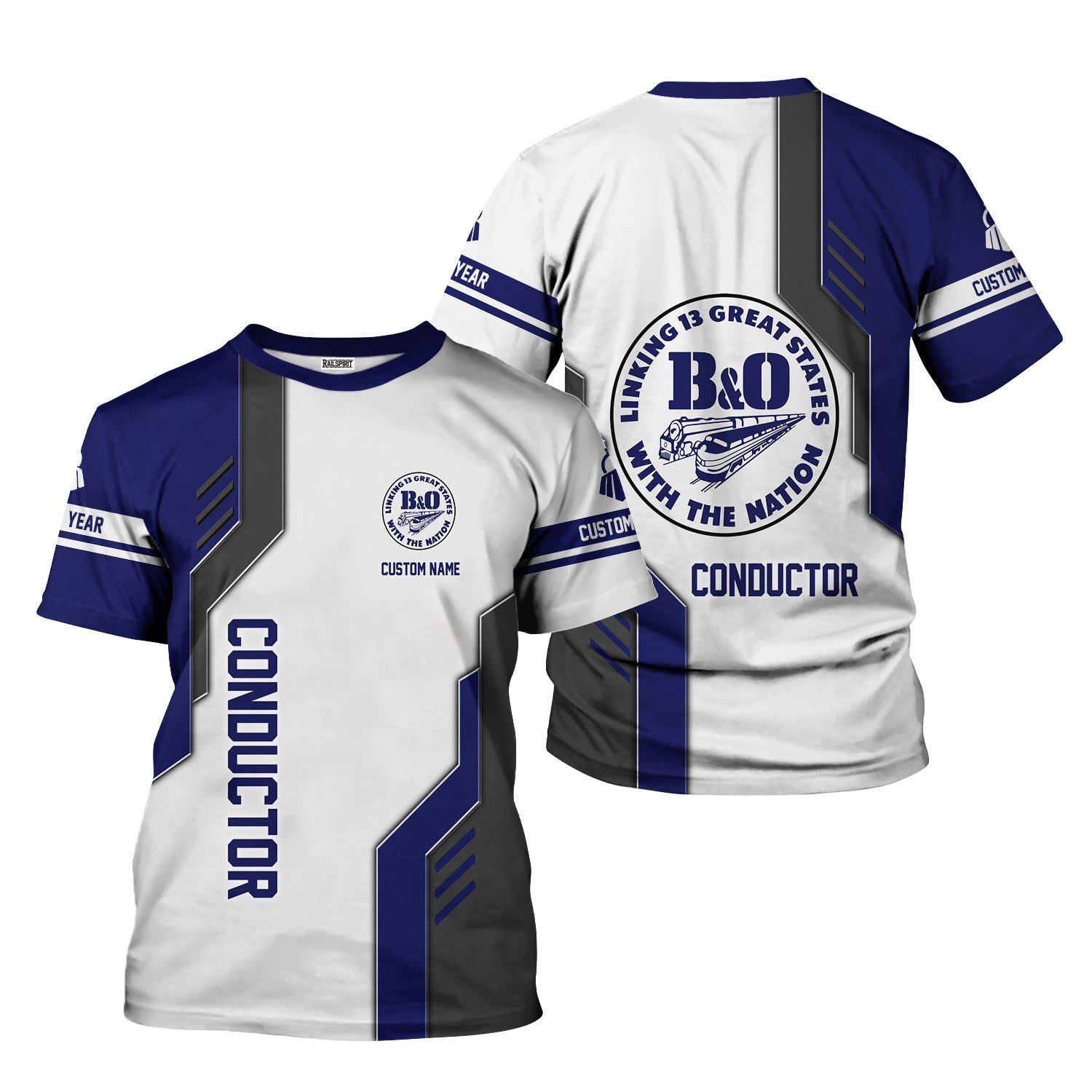 Railspirit Personalized B&O Great States Railroad T-Shirt Unique Railway Style with Custom Job Train Shirt