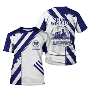 Railspirit Personalized B&O Great States Railroad T-Shirt Locomotive Design Train Shirt for Train Enthusiast