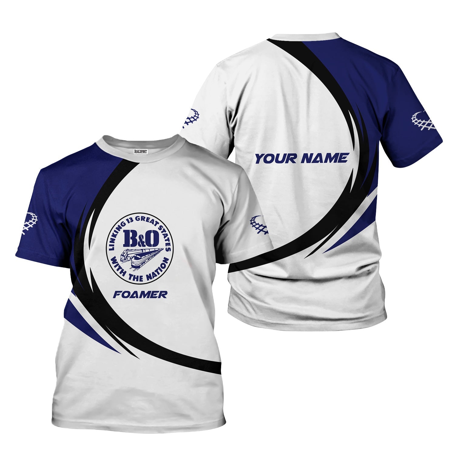 Railspirit Personalized B&O Great States Railroad T-Shirt Unique Graphic Style Shirt For Train Enthusiasts