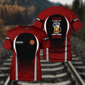 Railspirit Personalized Duluth, Missabe, & Iron Range Railroad T Shirt Stress Is Caused By Not Having Enough Trains Shirt All Over Print