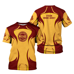 Railspirit Personalized Duluth, Missabe, & Iron Range Railroad T-Shirt Distinctive Flame Style Shirt For Steam Engine Addict