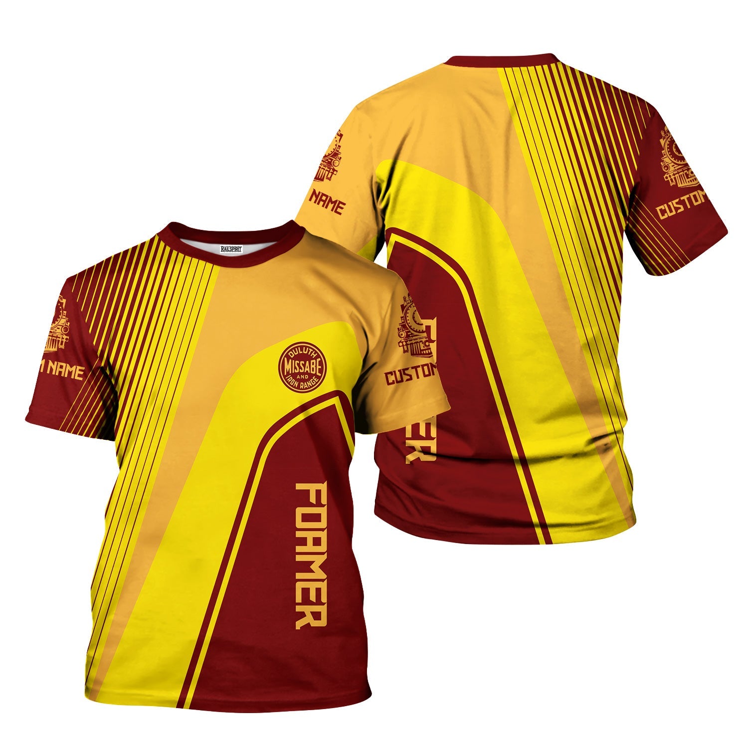 Railspirit Personalized Duluth, Missabe, & Iron Range Railroad T-Shirt Vibrant Striking Style Shirt For Rail Enthusiasts