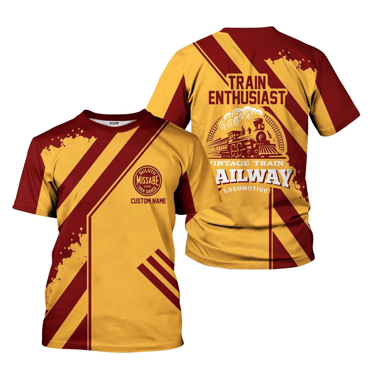 Railspirit Personalized Duluth, Missabe, & Iron Range Railroad T-Shirt Locomotive Design Train Shirt for Train Enthusiast