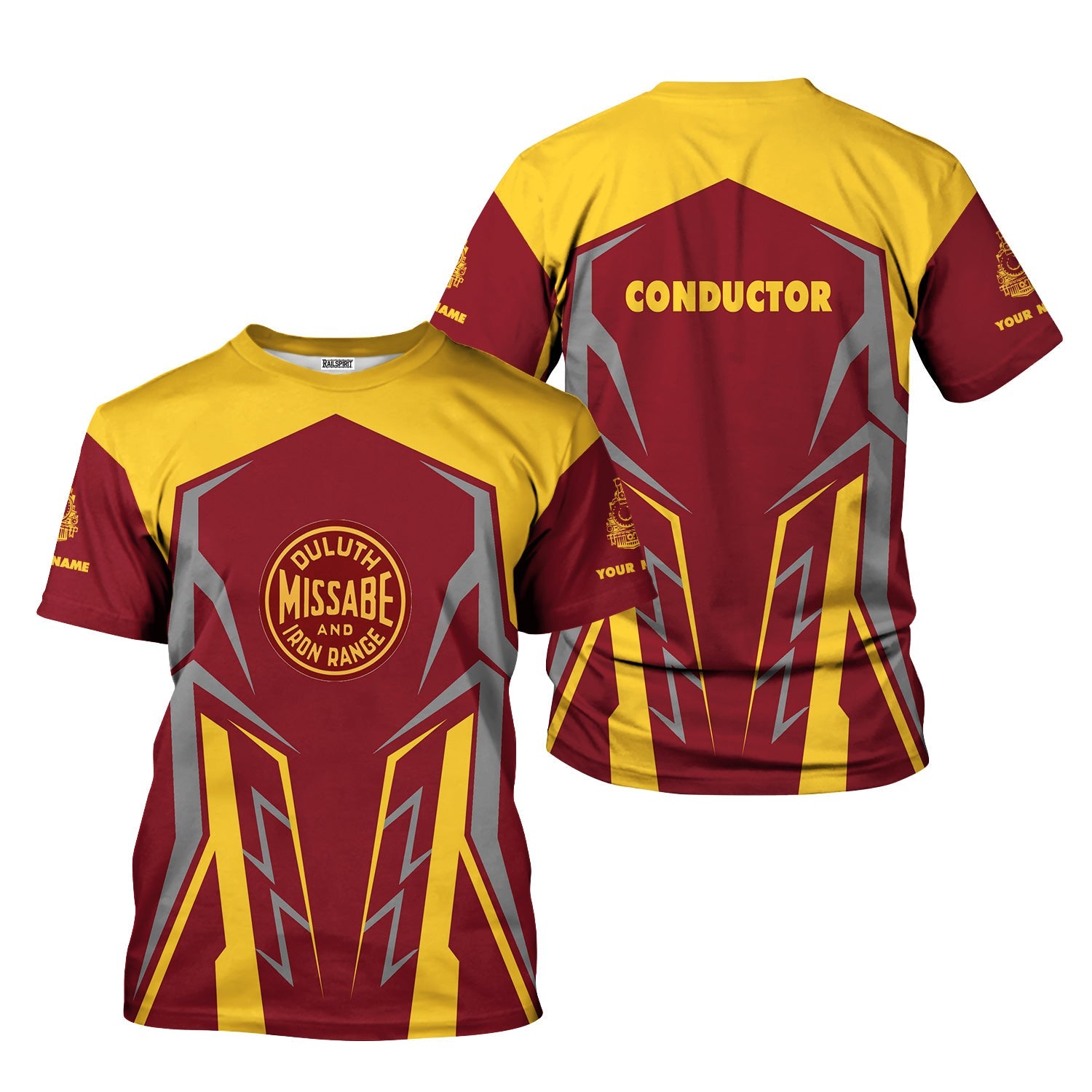 Railspirit Personalized Duluth, Missabe, & Iron Range Railroad T-Shirt Futuristic Design with Custom Job Train Shirt