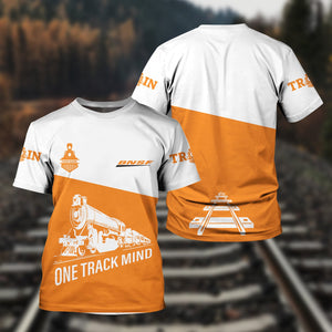 Railspirit Personalized BNSF Railway T Shirt One Track Mind Unisex Train Shirt Gift Idea For Train Lover