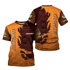 Railspirit Personalized BNSF Railway T-Shirt Blazing Style with Custom Position Train Shirt