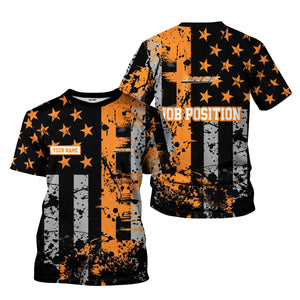 Railspirit Personalized BNSF Railway T-Shirt Artistic Paint American Flag Style Train Shirt