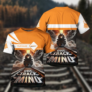 Railspirit Personalized BNSF Railway T Shirt One Track Mind Train Printed Shirt