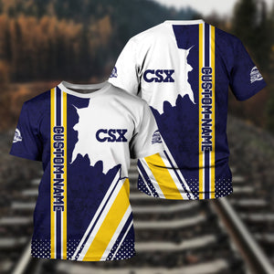 Railspirit Personalized CSX Transportation Railroad T-Shirt All Over Printed Unisex Shirt