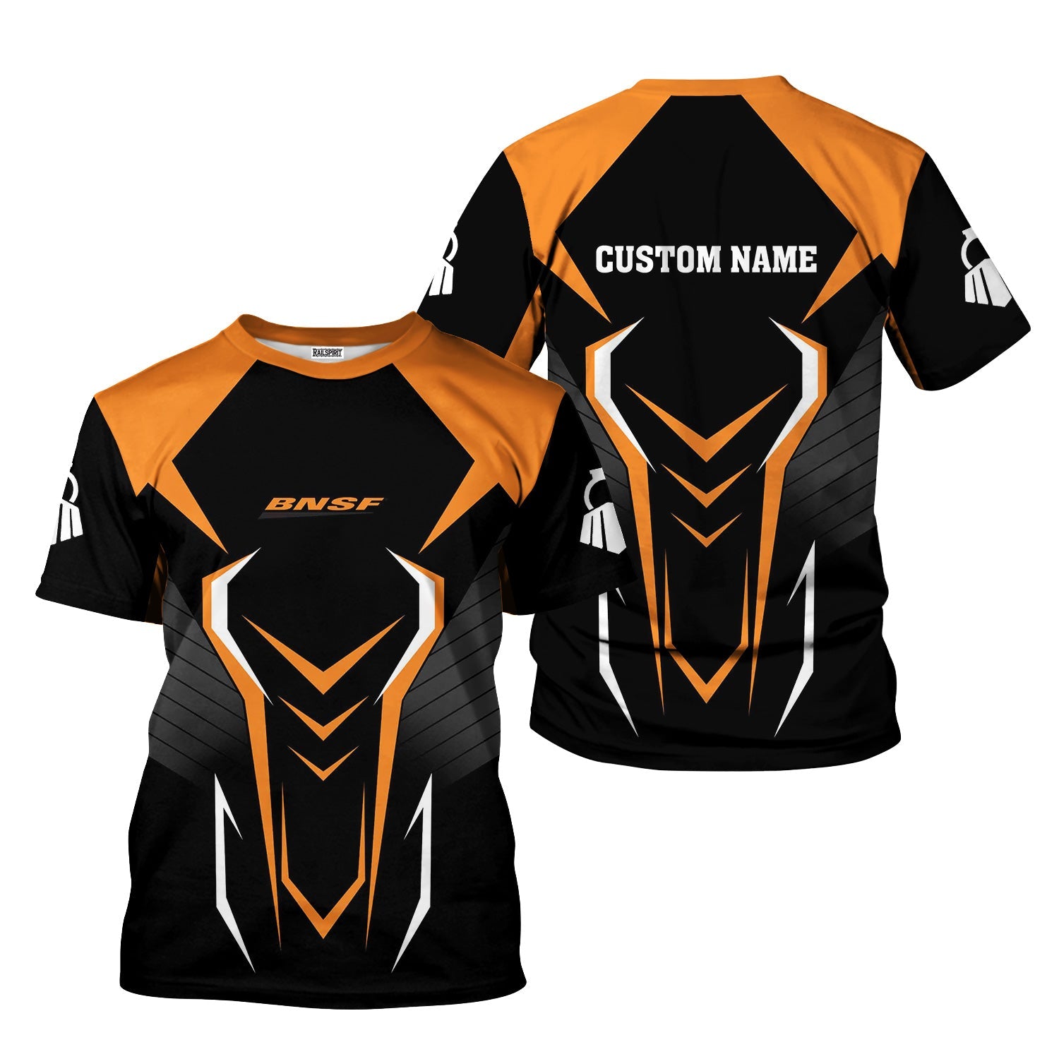 Railspirit Personalized BNSF Railway T-Shirt Dynamic Design Style Perfect Shirt for Train Enthusiasts