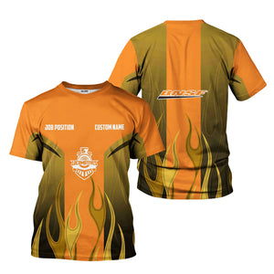 Railspirit Custom Name and Job Title BNSF Railway T-Shirt Flame Graphic Train Shirt