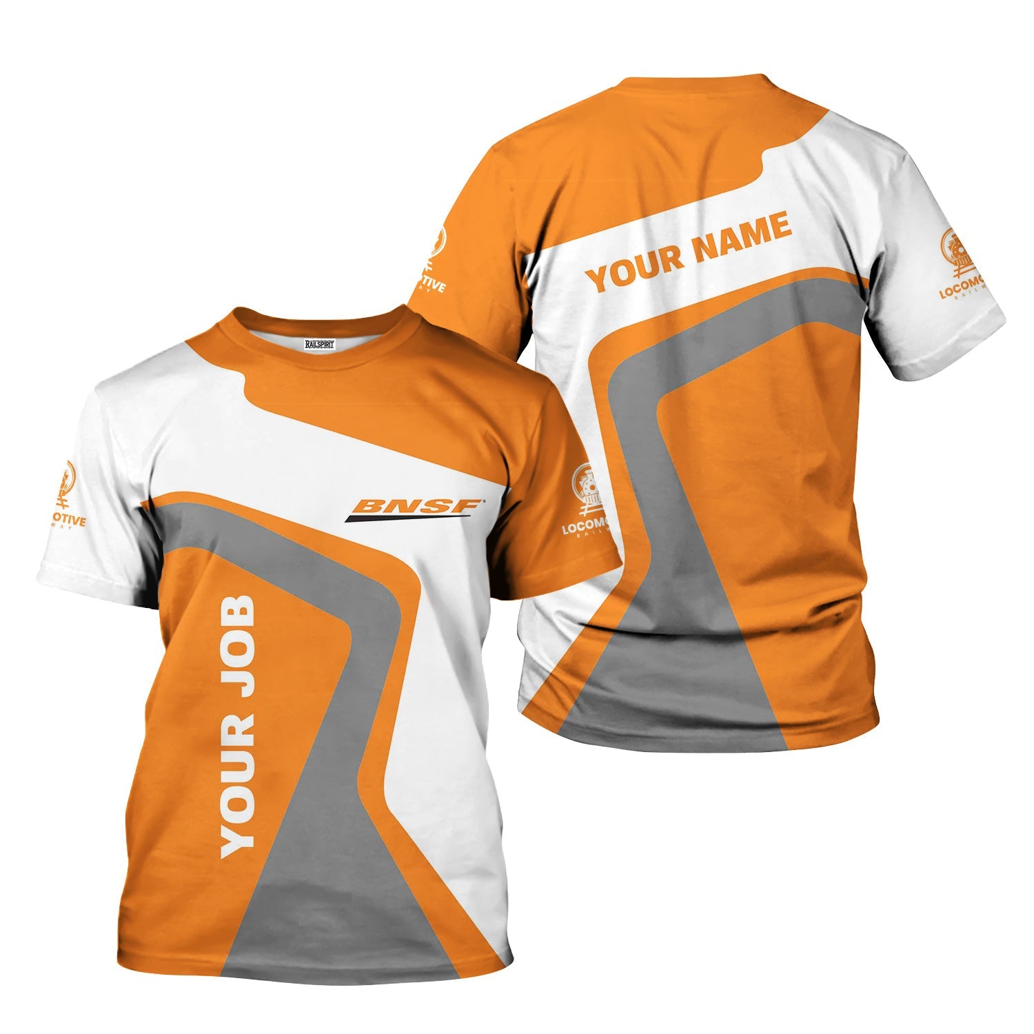 Railspirit Personalized BNSF Railway T-Shirt Unique Design with Custom Job Position Train Shirt