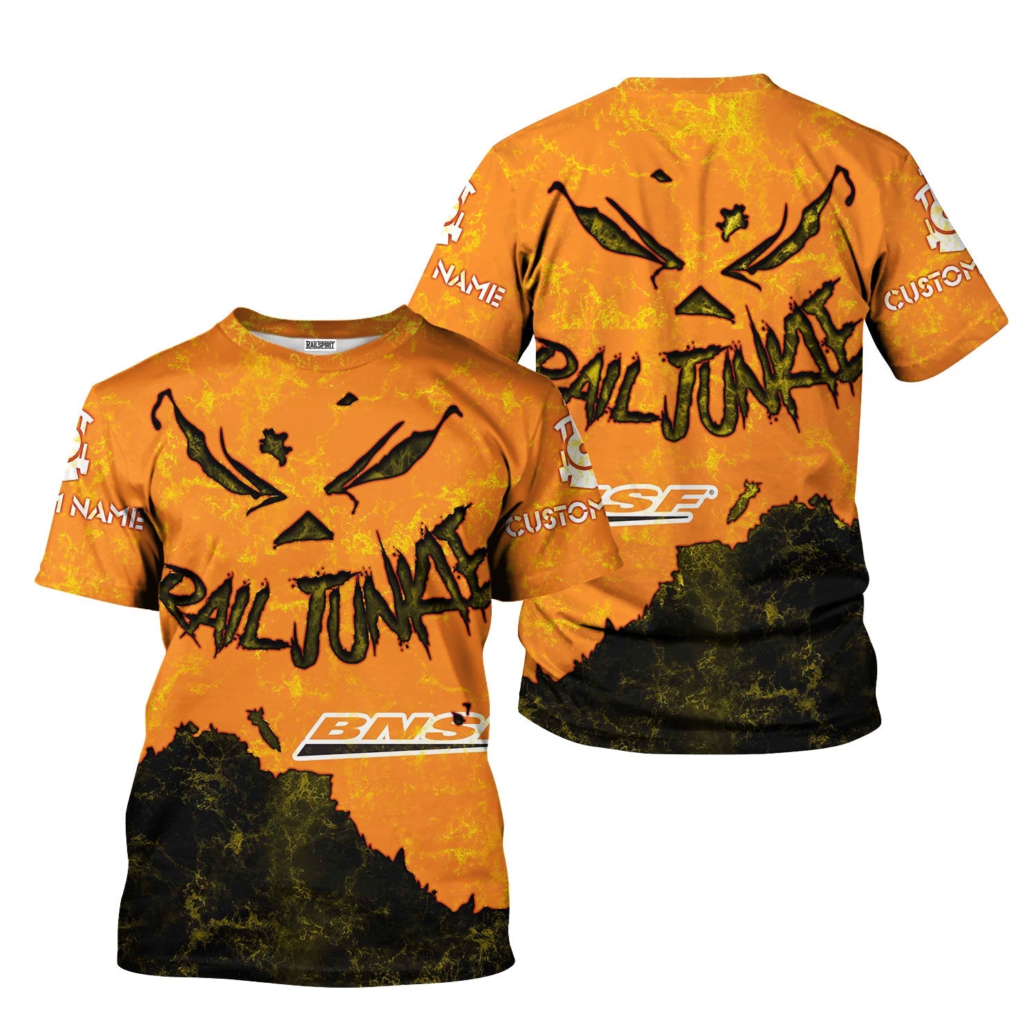 Railspirit Personalized BNSF Railway T-Shirt Torn Graphic Style Train Shirt For Rail Junkie