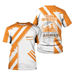 Railspirit Personalized BNSF Railway T-Shirt Locomotive Design Train Shirt for Train Enthusiast