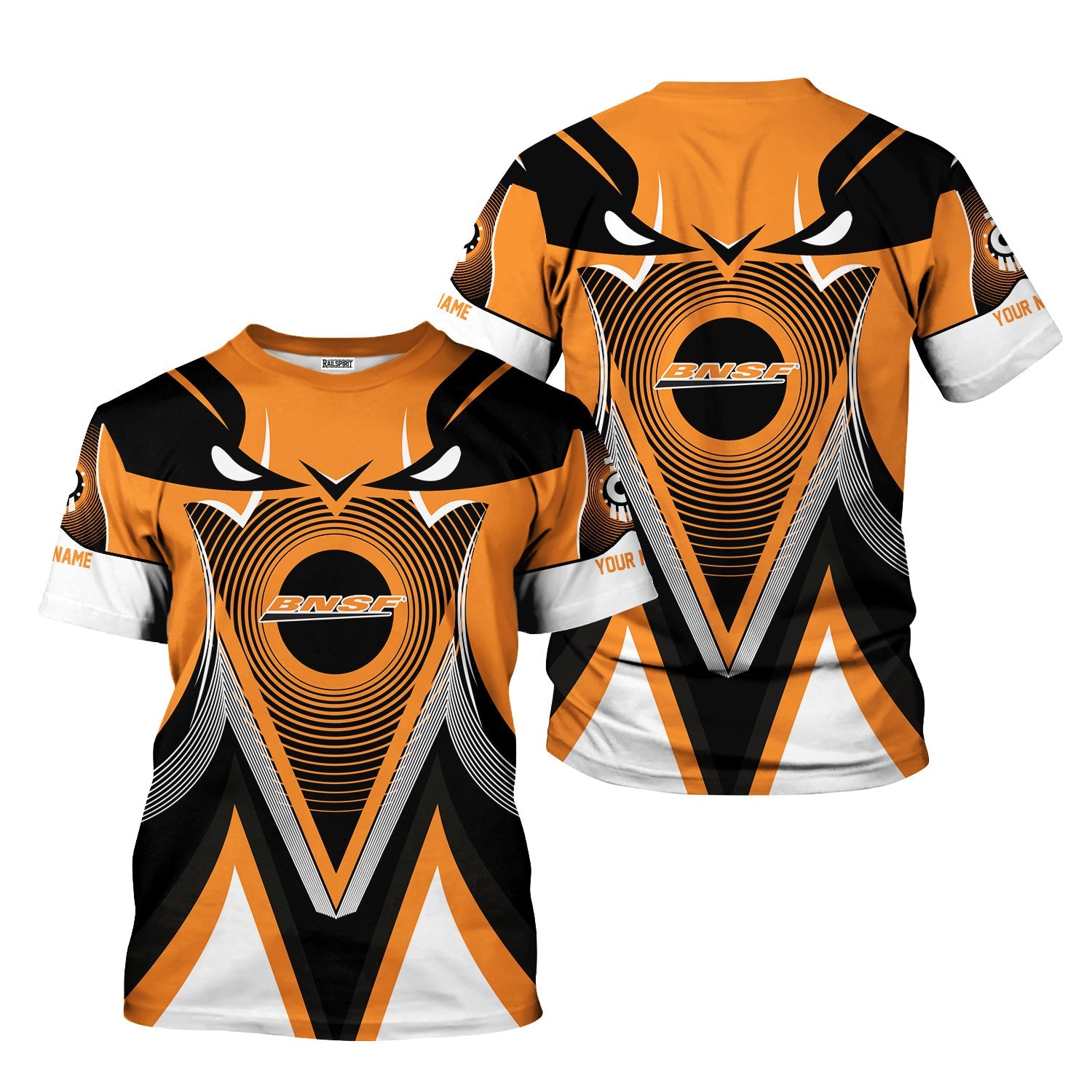 Railspirit Personalized BNSF Railway T-Shirt Vibrant Graphic Pattern Shirt For Train Enthusiasts