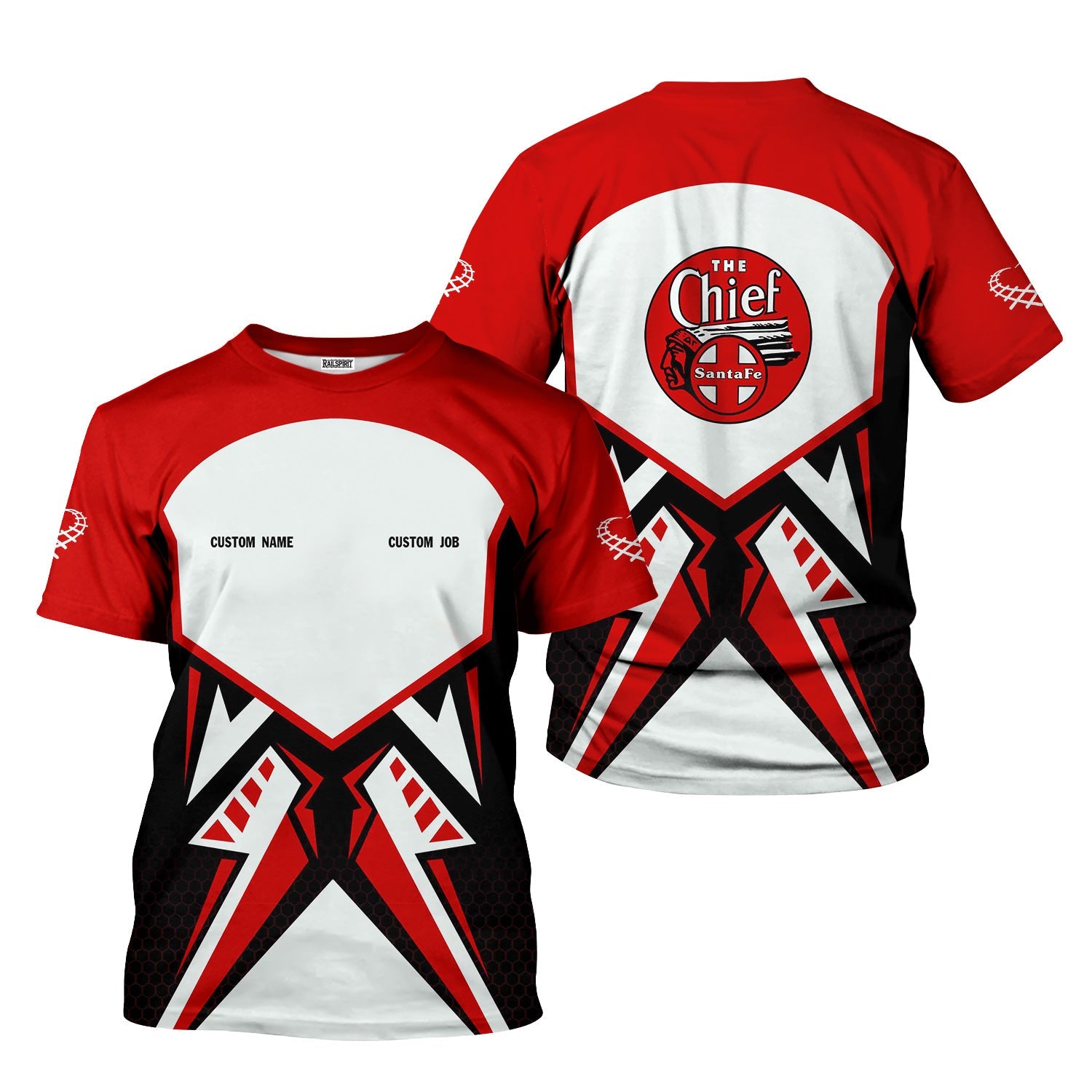 Railspirit Personalized The Chief Santa Fe Railroad T-Shirt Vibriant Style with Custom Position Train Shirt