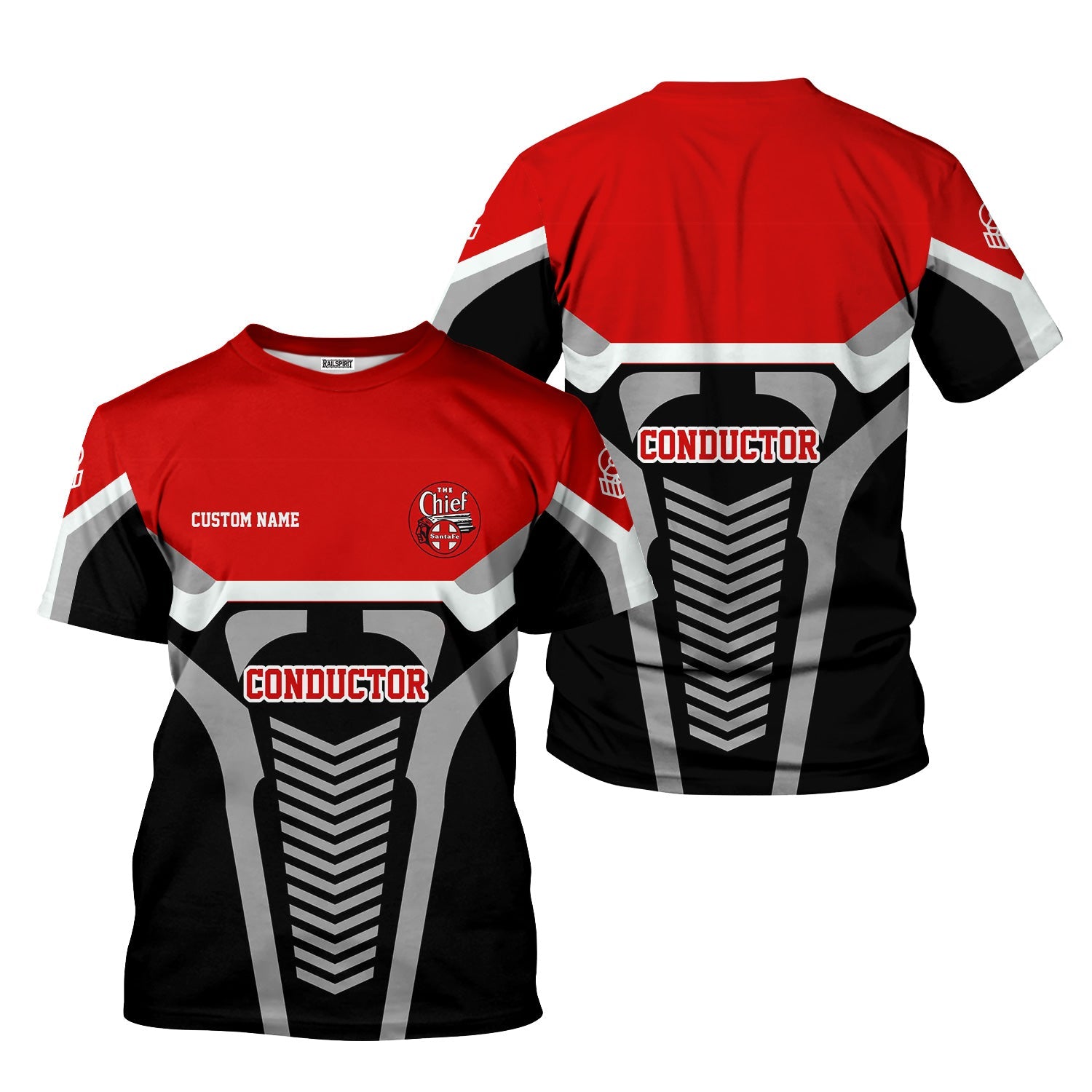 Railspirit Personalized The Chief Santa Fe Railroad T-Shirt Track-Inspired with Custom Job Position Train Shirt