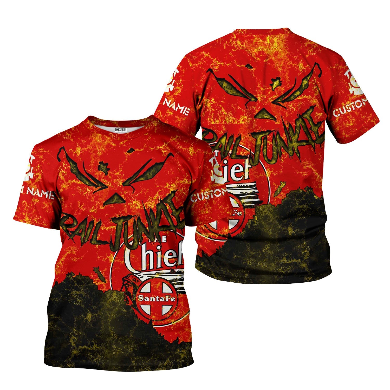 Railspirit Personalized The Chief Santa Fe Railroad T-Shirt Torn Graphic Style Train Shirt For Rail Junkie