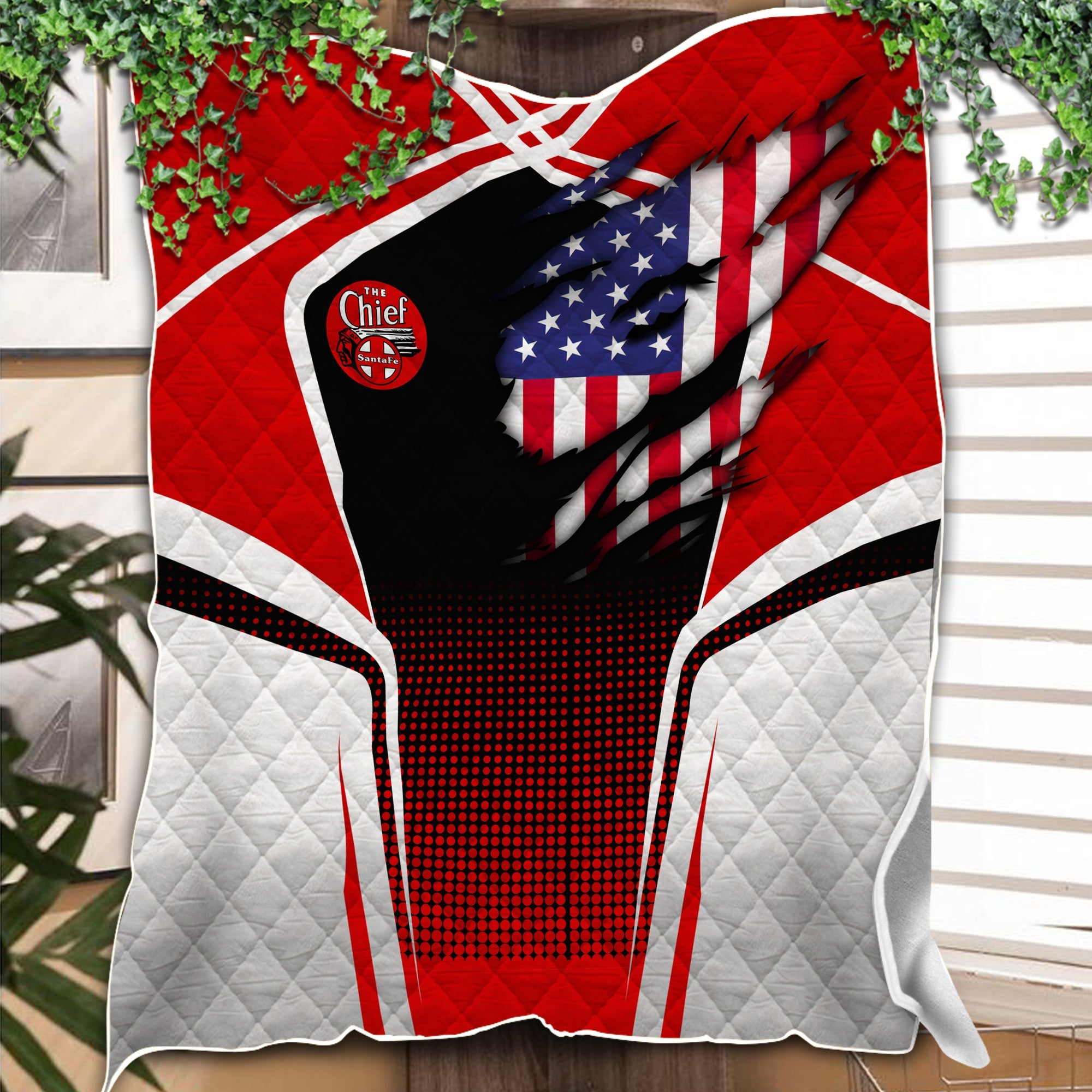 Railspirit Personalized The Chief Santa Fe Railroad Premium Quilts American Vintage All Over Printed Premium Quilts