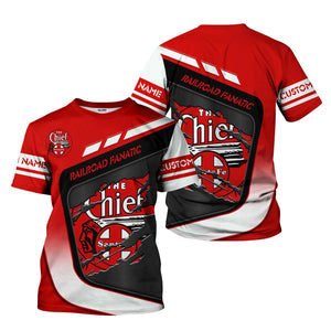 Railspirit Personalized The Chief Santa Fe Railroad T-Shirt Ripped Texture Style Train Shirt For Railroad Fanatic