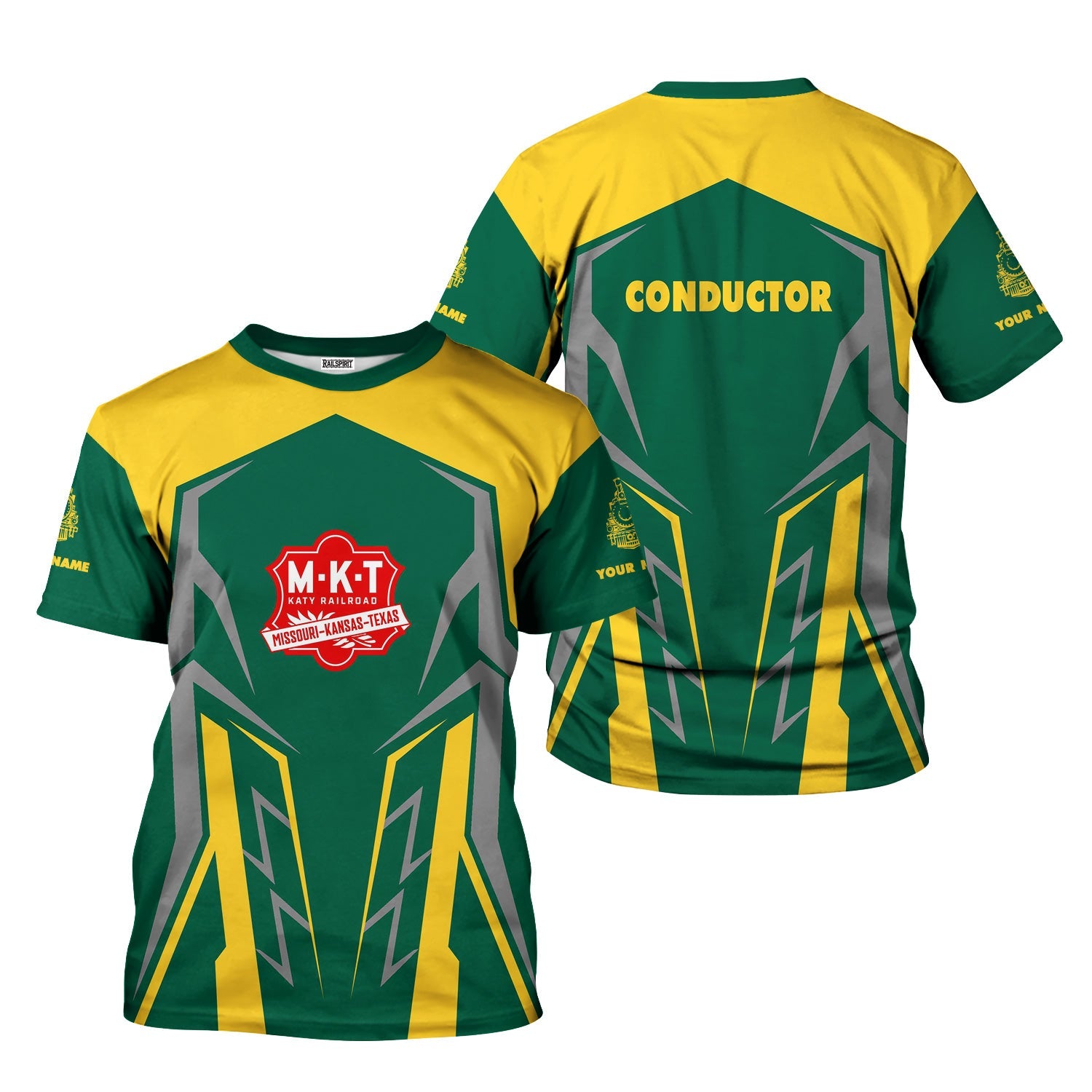 Railspirit Personalized Katy Railroad T-Shirt Futuristic Design with Custom Job Train Shirt