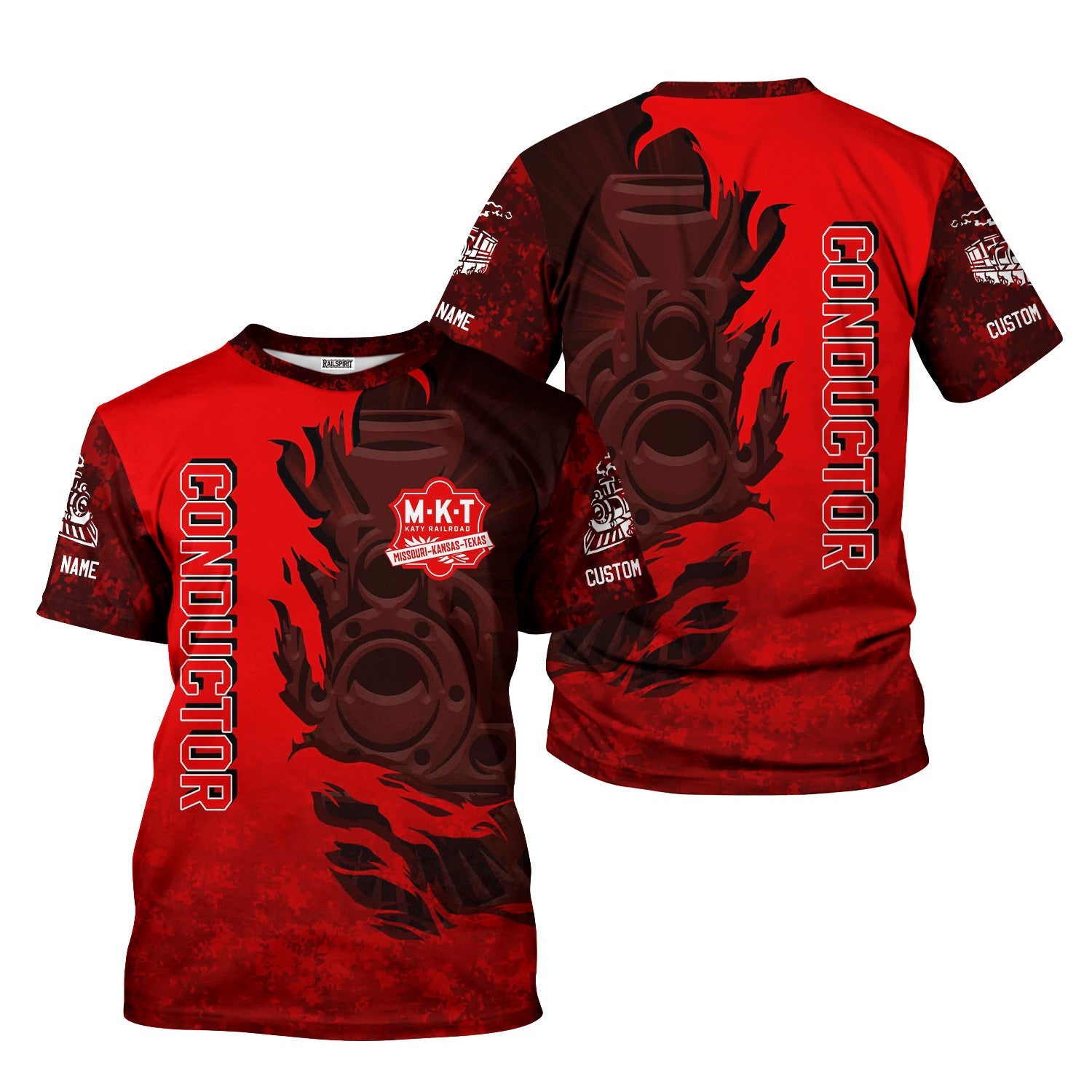 Railspirit Personalized Katy Railroad T-Shirt Blazing Style with Custom Position Train Shirt