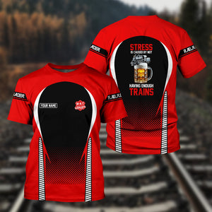 Railspirit Personalized Katy Railroad T Shirt Stress Is Caused By Not Having Enough Trains Shirt All Over Print