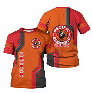 Railspirit Personalized Pacific Electric Railroad T-Shirt Unique Railway Style with Custom Job Train Shirt