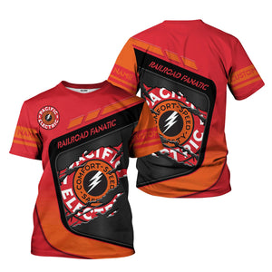 Railspirit Personalized Pacific Electric Railroad T-Shirt Ripped Texture Style Train Shirt For Railroad Fanatic