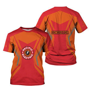 Railspirit Personalized Pacific Electric Railroad T-Shirt Unique Style with Custom Job Train Shirt