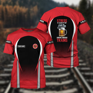 Railspirit Personalized Pacific Electric Railroad T Shirt Stress Is Caused By Not Having Enough Trains Shirt All Over Print