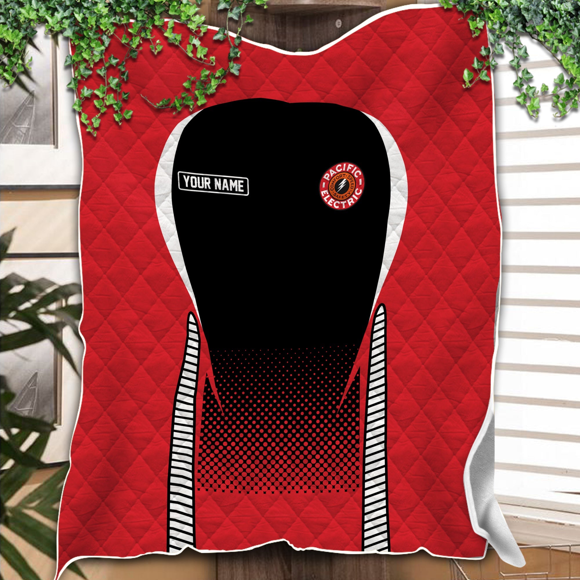 Railspirit Personalized Pacific Electric Railroad Premium Quilts Train Premium Quilts Gift Idea For Train Lover