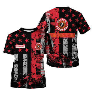 Railspirit Personalized Pacific Electric Railroad T-Shirt Artistic Paint American Flag Style Train Shirt