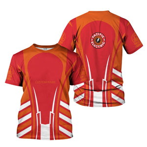 Railspirit Personalized Pacific Electric Railroad T-Shirt Striped Railroad Style Train Shirt All Over Print