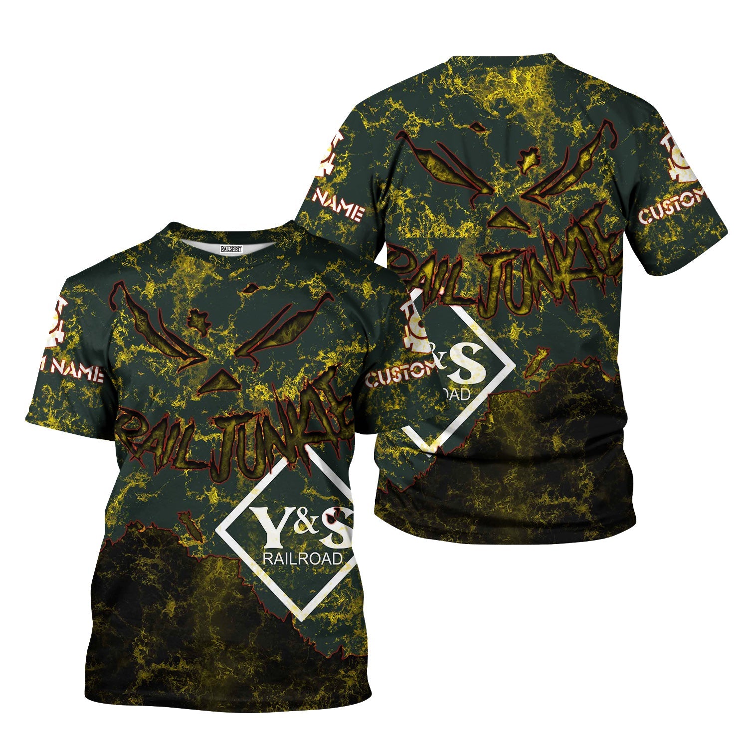 Railspirit Personalized Youngstown & Southern Railroad T-Shirt Torn Graphic Style Train Shirt For Rail Junkie