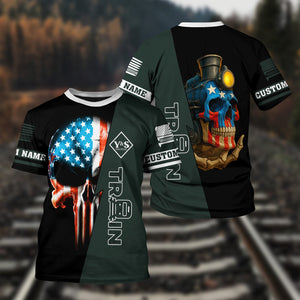 Railspirit Personalized Youngstown & Southern Railroad T-Shirt Train Skull American Flag Shirt All Over Print