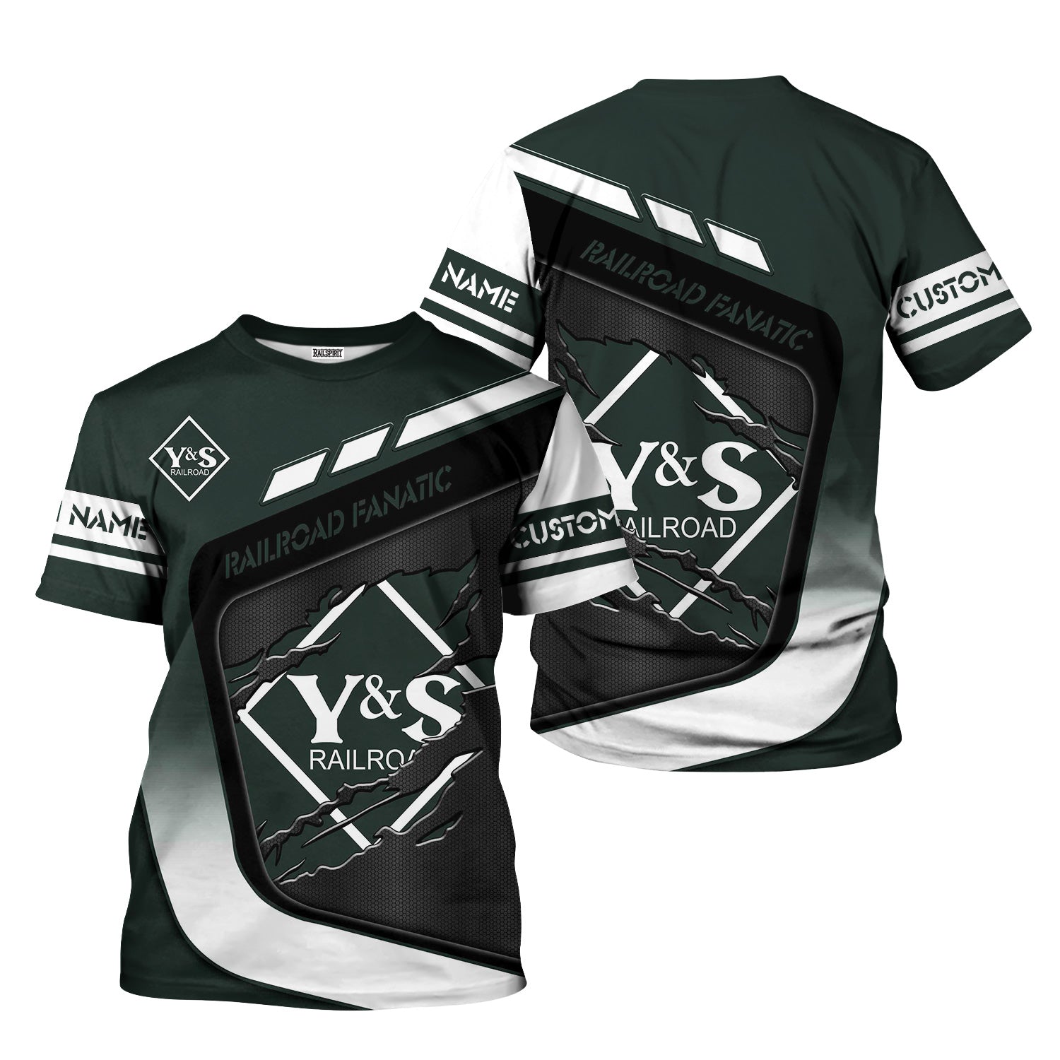 Railspirit Personalized Youngstown & Southern Railroad T-Shirt Ripped Texture Style Train Shirt For Railroad Fanatic