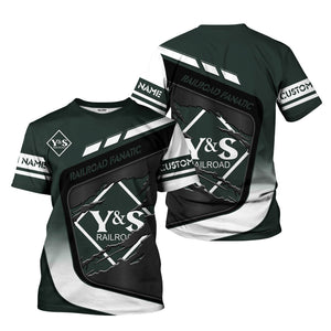 Railspirit Personalized Youngstown & Southern Railroad T-Shirt Ripped Texture Style Train Shirt For Railroad Fanatic