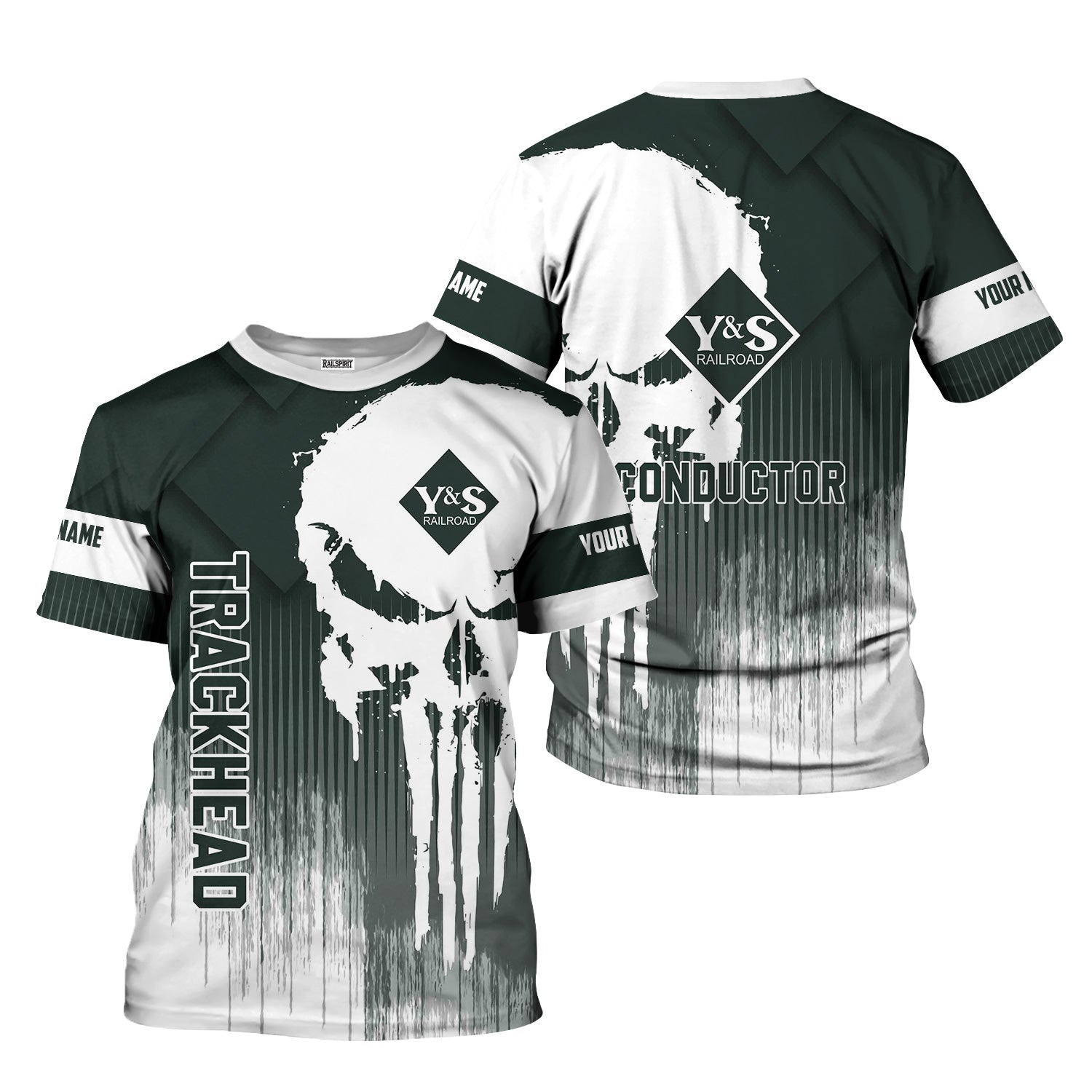 Railspirit Personalized Youngstown & Southern Railroad T-Shirt Skull Design with Custom Job Train Shirt for Trackhead Crew